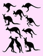 cute black silhouette of kangaroo, vector illustration