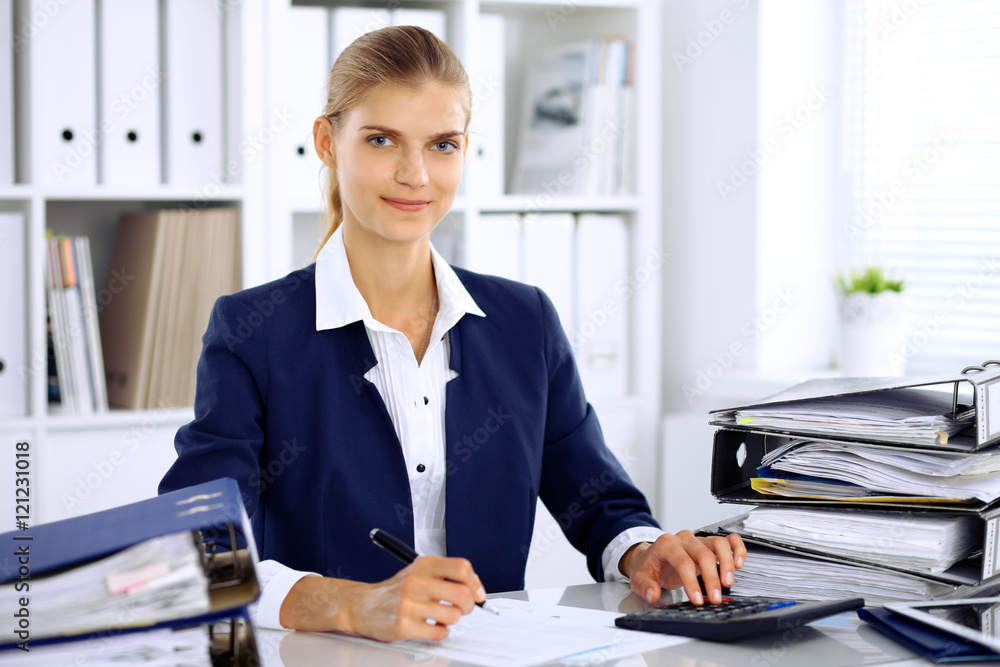 Modern business woman or confident female accountant in office Stock ...