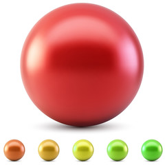 Red glossy ball vector illustration isolated on white background
