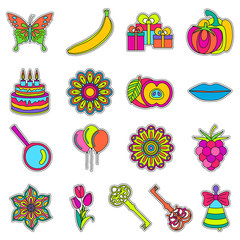 Wall Mural - Set of fashionable cute patches elements. Vector illustration