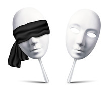 Couple Of White Vector Blindfolded Masks For Mafia Game