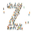 © mushakesa - Crowded people vector alphabet figures and letters.