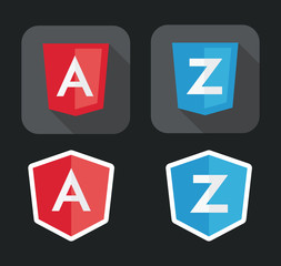 Wall Mural - vector illustration of light red and blue shield with a z letters for javascript framework on the sc
