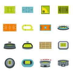 sport stadium icons set in flat style. sport fields set vector illustration
