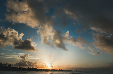 Wall Mural - Sunset over sea, caribbean, Haiti