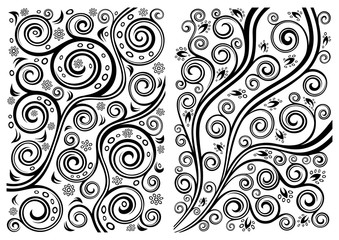 Set of two vector floral illustrations.