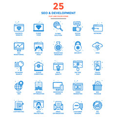 Wall Mural - modern flat line color icons- seo and development
