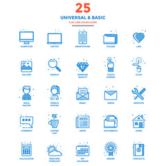 Wall Mural - modern flat line color icons- universal and basic