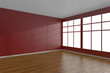 © alexus - Corner of red empty room with large windows