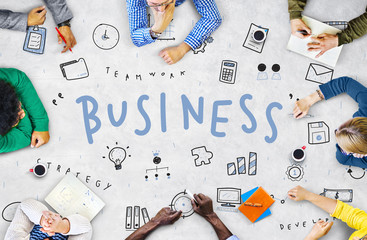 Wall Mural - business icons strategy planning graphics concept