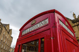 Fototapeta Londyn - old red phone box in Edinburgh