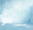 © Lilya - Christmas winter background with snow and blurred bokeh