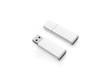 © Alexandr Bognat - Blank white usb drive design mock up, 3d rendering, clipping path. Clear plastic flash disk template opened and closed. Plain memory device mockup. Clean pen drive branding presentation. Micro card.