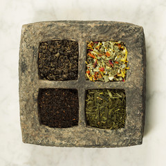 Canvas Print - Tea composition with different kind of tea.