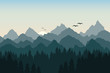 Vector illustration of sunrise in the mountains