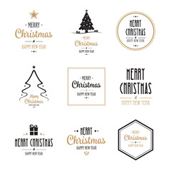 Sticker - merry christmas type gold black