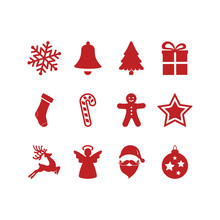 Red Christmas Icons Set