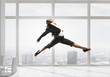 © Sergey Nivens - Dancing businesswoman in office . Mixed media