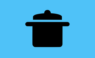 Vector black pan icon on flat background