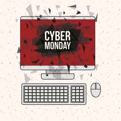 Sticker - Cyber Monday and computer icon. ecommerce sale decoration and advertising theme. Colorful design. Vector illustration