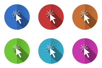 Poster - Flat design colorful click here  vector icon set