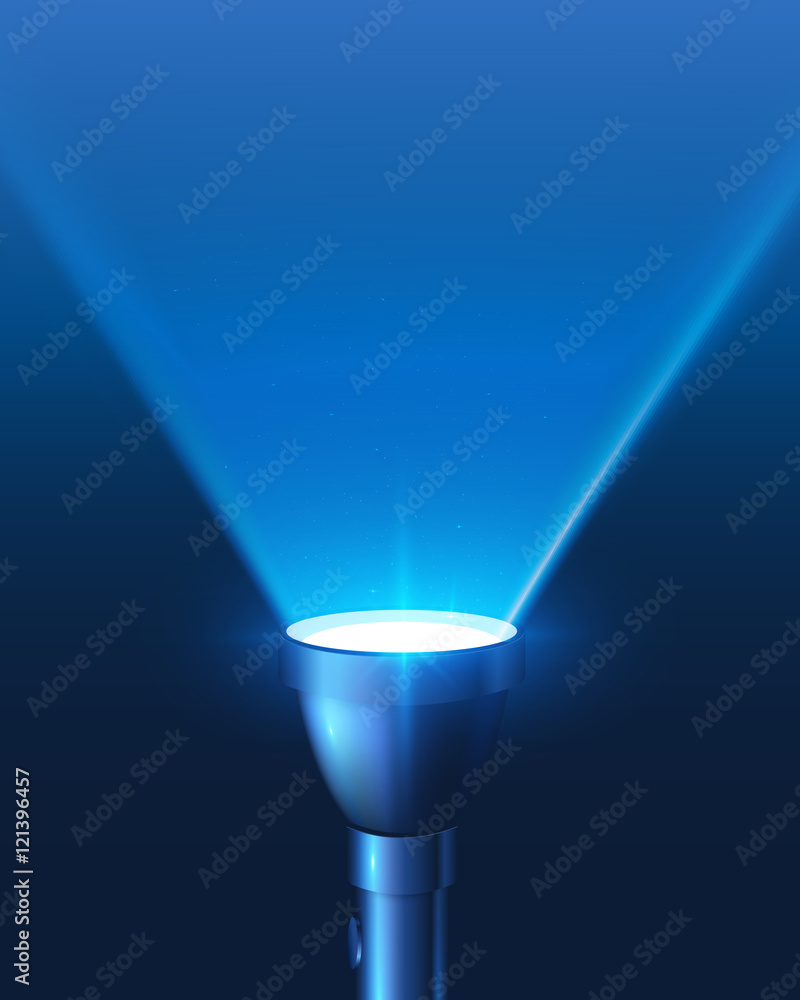 Blue shining flashlight triangular light vector background - obrazy, fototapety, plakaty 