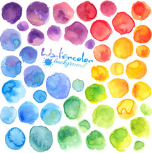 Bright Rainbow Colors Watercolor Painted Vector Stains