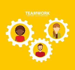 Sticker - teamwork people business icon vector illustration design