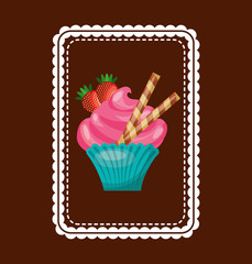 Poster - baked goods sweet cupcake vector illustration design