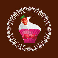 Poster - baked goods sweet cupcake vector illustration design