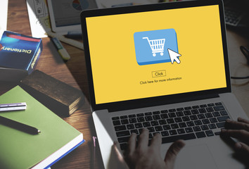 Wall Mural - online shopping business click commercial concept