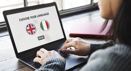 Wall Mural - language dictionary english italian concept