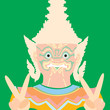 vector giant of thailand and finger action with green background