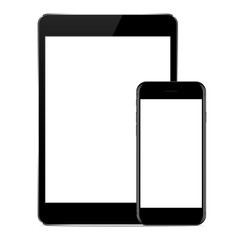 Poster - vector design, mock up phone and tablet black color on white background