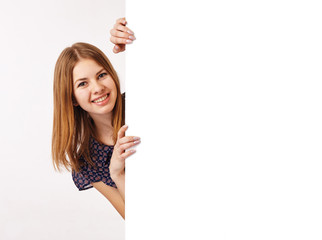 Woman Hiding Behind the Billboard.