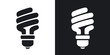Vector energy saving fluorescent light bulb icon. Two-tone version on black and white background