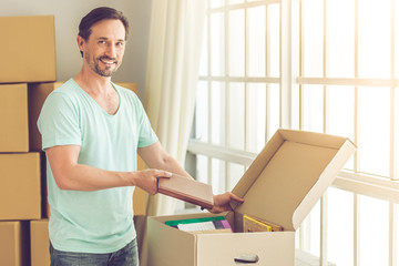 Wall Mural - Handsome man moving