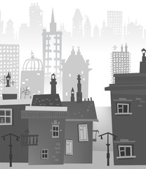 Wall Mural - City background made of different building silhouettes