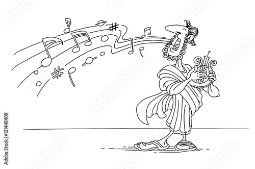 Cuadros en Lienzo Greek musician playing the harp and singing