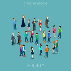 Wall Mural - isometric flat society members 3d people vector illustration.