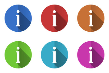 Aufkleber - Flat design vector icons. Colorful information web buttons set.