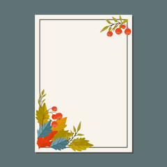 Wall Mural - Autumn leaves fall on poster vector illustration. Background with hand drawn autumn leaves. Design elements.