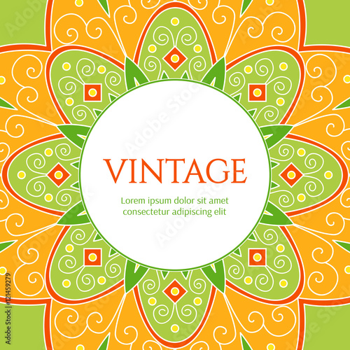 Floral Frame Vector With Orange Green And Yellow Colors Festive