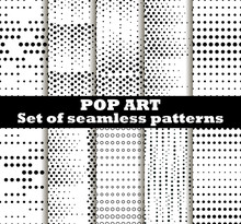 Dotted, Pop Art Seamless Pattern Background. Pop Art Dotted Retro Style Patterns. Vector Illustrations.