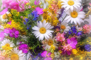 Wall Mural - wild flowers bouquet background