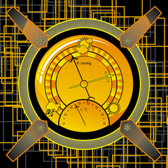 navigational instrument - the barometer in the style of steampunk on an abstract background