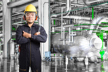 Wall Mural - Electrical engineer working at control room of thermal power plant