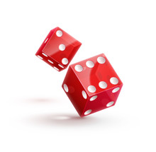 Casino Rulette Red Dice Cube Isolated On White