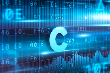 c abstract concept blue text blue background