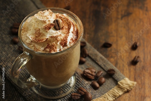 Fotografie, Obraz Coffe with whipped cream/ Coffee latte. selective focus
